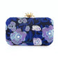 Blue Embroidered Party Clutch Handbag