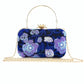 Blue Embroidered Party Clutch Handbag