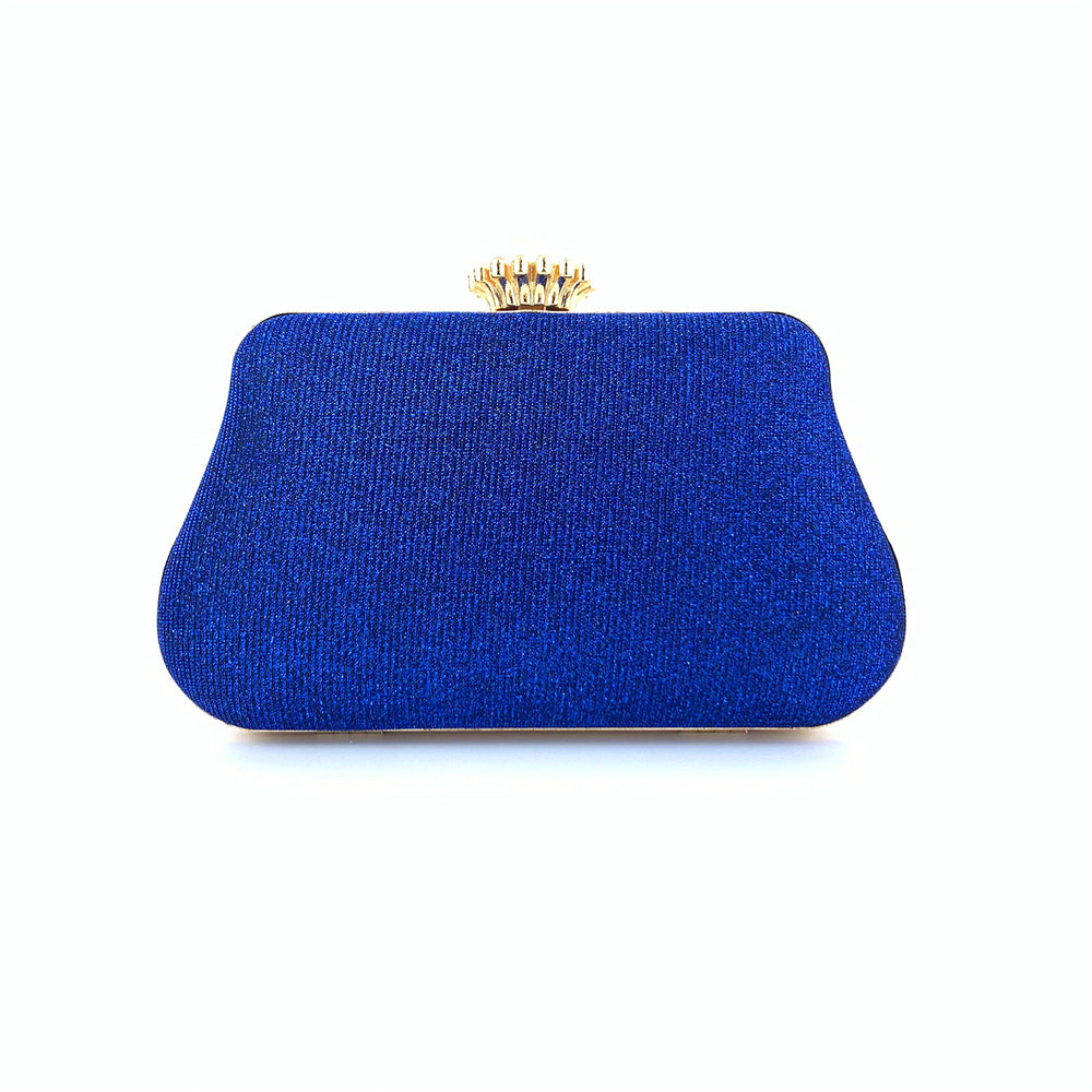 Blue Glitter Rhinestone Ruffle Party Clutch Handbag