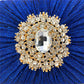 Blue Glitter Rhinestone Ruffle Party Clutch Handbag