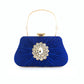 Blue Glitter Rhinestone Ruffle Party Clutch Handbag