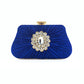 Blue Glitter Rhinestone Ruffle Party Clutch Handbag