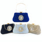 Blue Glitter Rhinestone Ruffle Party Clutch Handbag