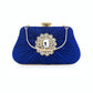 Blue Glitter Rhinestone Ruffle Party Clutch Handbag