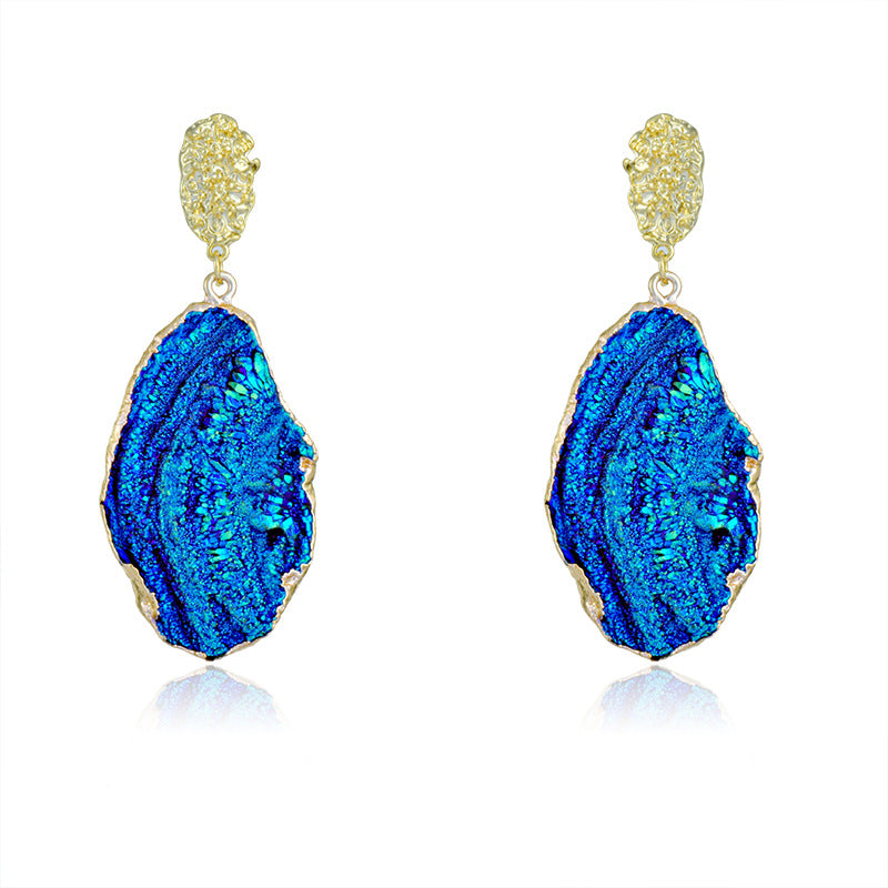 blue painting art pendant earrings