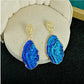 blue painting art pendant earrings