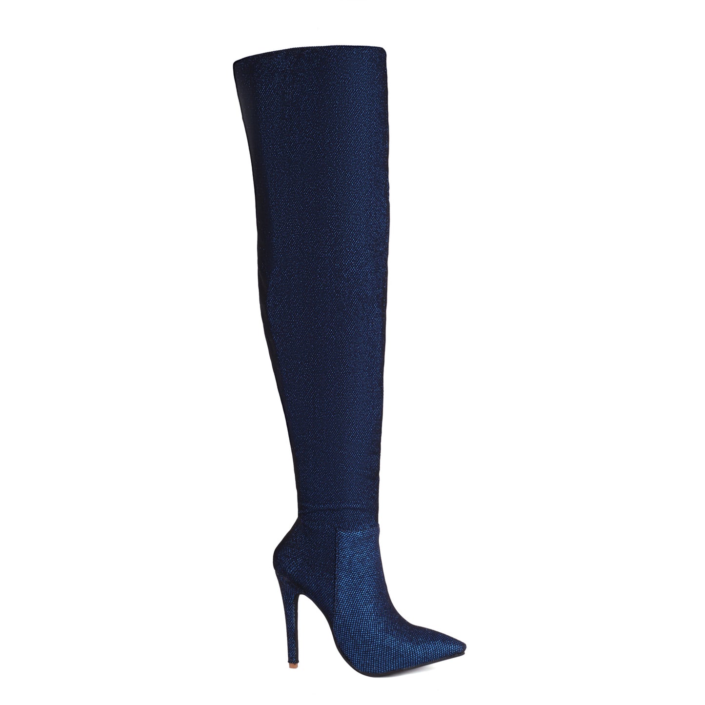 Navy Pointed Toe Stiletto Heel Fashion Thigh High Boots