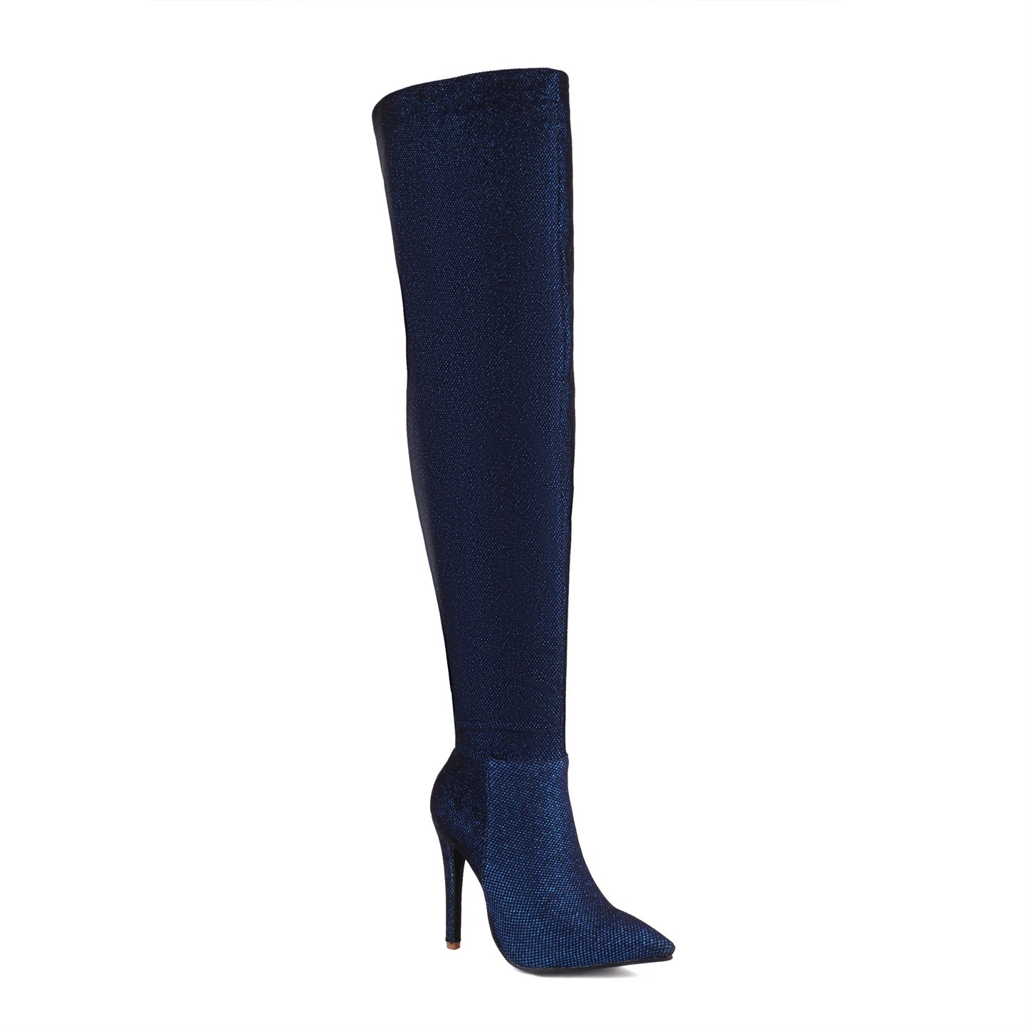 Navy Pointed Toe Stiletto Heel Fashion Thigh High Boots