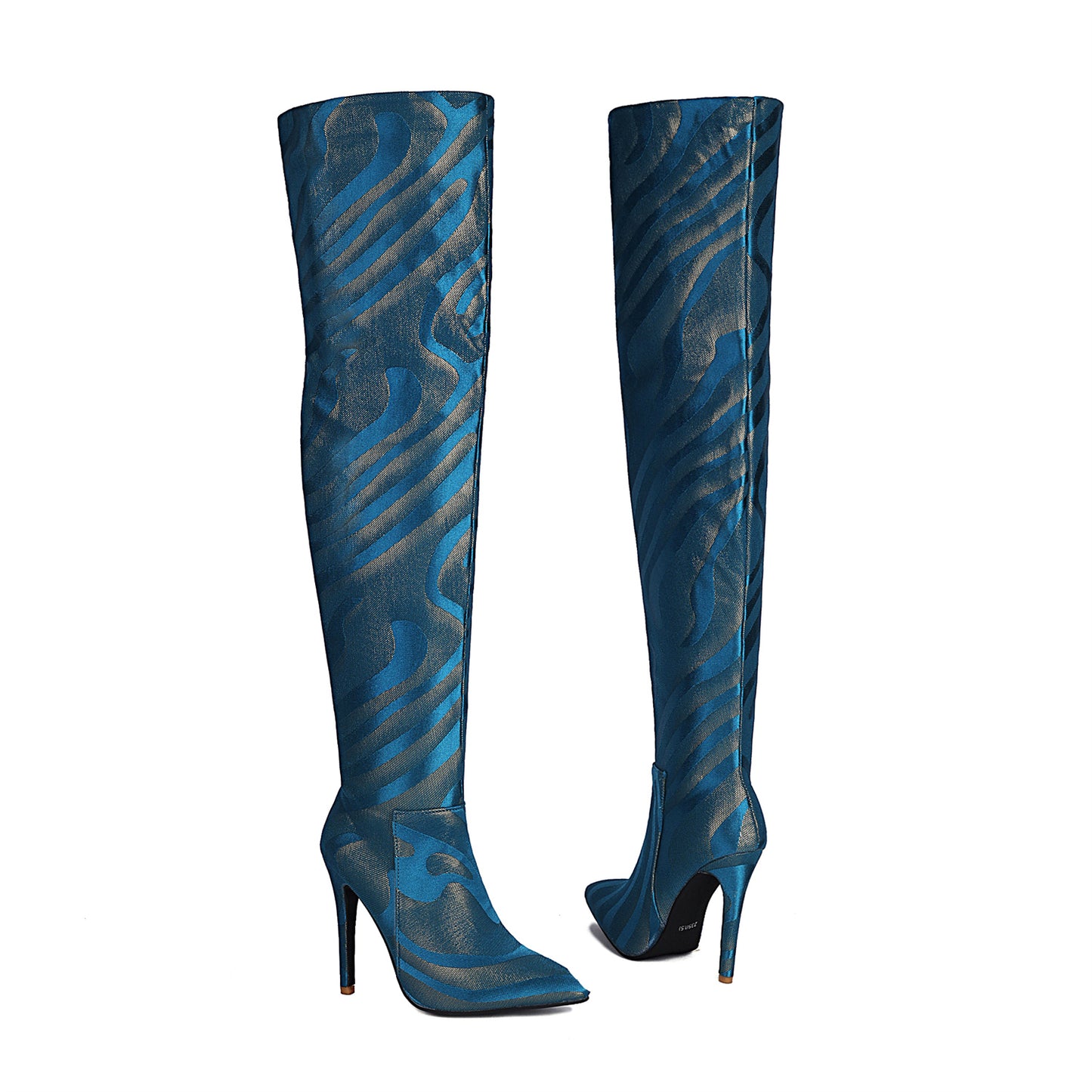 Blue Vegan Leather Stiletto Heel Over Zani Boots