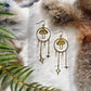 Bohemian Folk Style Pendant Natural Quartz Crystal Gold Circle Mushroom Earrings