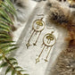 Bohemian Folk Style Pendant Natural Quartz Crystal Gold Circle Mushroom Earrings