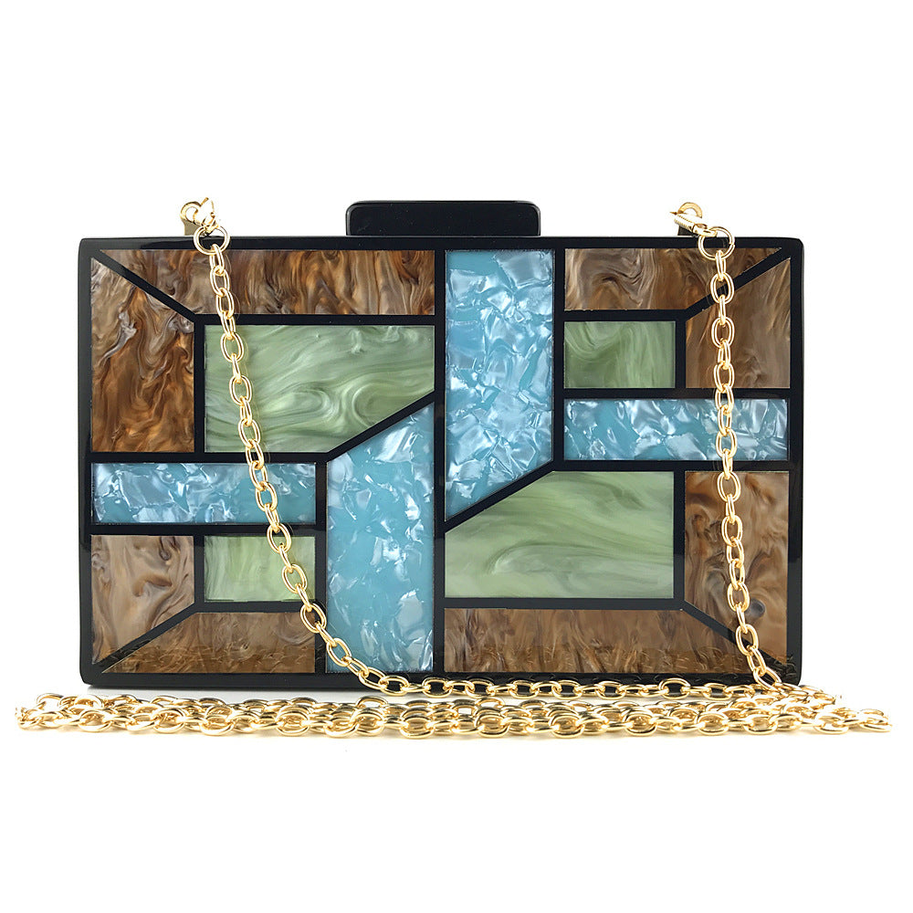 Brown Acrylic Evening Clutch Bag