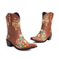 Brown Embroidered Floral Western Cowboy Boots