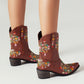 Brown Embroidered Floral Western Cowboy Boots