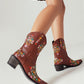 Brown Embroidered Floral Western Cowboy Boots