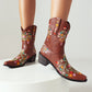 Brown Embroidered Floral Western Cowboy Boots