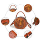 <tc>Brown Leather Elk Printed Retro Round Shoulder Bags</tc>