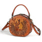 <tc>Brown Leather Elk Printed Retro Round Shoulder Bags</tc>