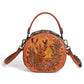 <tc>Brown Leather Elk Printed Retro Round Shoulder Bags</tc>