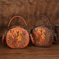 <tc>Brown Leather Elk Printed Retro Round Shoulder Bags</tc>