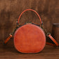 <tc>Brown Leather Elk Printed Retro Round Shoulder Bags</tc>