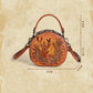 <tc>Brown Leather Elk Printed Retro Round Shoulder Bags</tc>