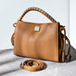 Brown Leather Retro One Handle Handbag