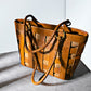 Brown Vintage Leather Braided Bag Bucket Handbag Shoulder Tote Bag