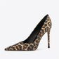 Brown Leopard Print Patent Leather Pointed Toe Sexy Stiletto Heel Pumps