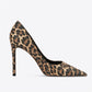 Brown Leopard Print Patent Leather Pointed Toe Sexy Stiletto Heel Pumps