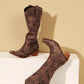 <tc>Brown Vegan Leather Studs Retro Women's Cowboy Boots Cool Cowgirl Booties</tc>