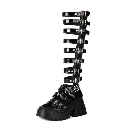 Buckles Punk Design Thick Flatform Gladiator Sandals Women's Platform Summer Boots