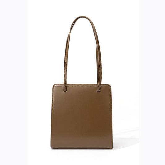 Brown Leather Square Shoulder Office Chic Handbag