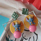 Cartoon Style Funny Studded 925 Silver Earrings Y2K Ear Clip Cute Earrings