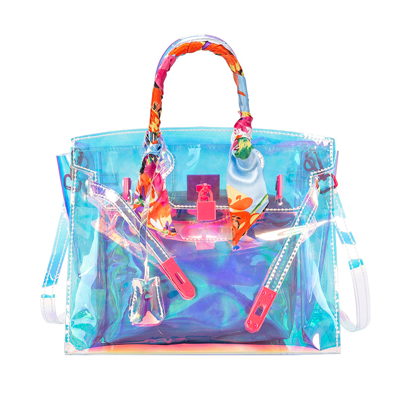 Colorful Hologram Summer Beach Transparent Clear Bag