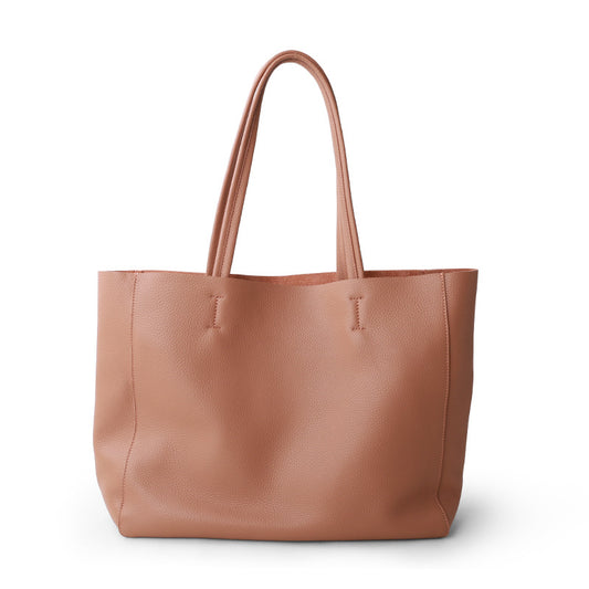 Coral Pink Soft Leather Tote Bag