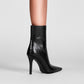 Croco Print Black Phoenix Leather Stiletto Heel Ankle Boots