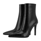 Croco Print Black Phoenix Leather Stiletto Heel Ankle Boots