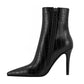 Croco Print Black Phoenix Leather Stiletto Heel Ankle Boots