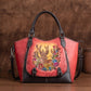 <tc>Red Elk Embossed Leather Retro Tote Bag</tc>