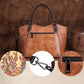 <tc>Red Elk Embossed Leather Retro Tote Bag</tc>