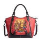 <tc>Red Elk Embossed Leather Retro Tote Bag</tc>