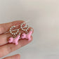 Pink Enamel Color Dinosaur Unique Design Cartoon Animal Pendant Earrings