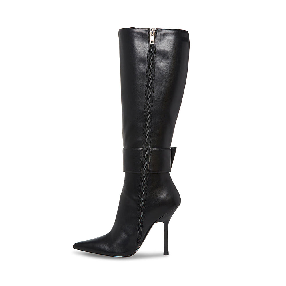 Fashion Buckle Knee High Boots Pointed Toe Stilettos High Heels Party Wear Boots