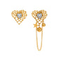 gold asymmetric hollow heart earrings