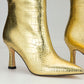 Gold Croc Vegan Leather Stiletto Heel Knee-High Boots