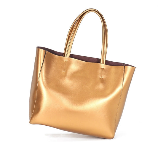 Gold Leather Rudge Tote Bag Commuter Handbag Shoulder Bag