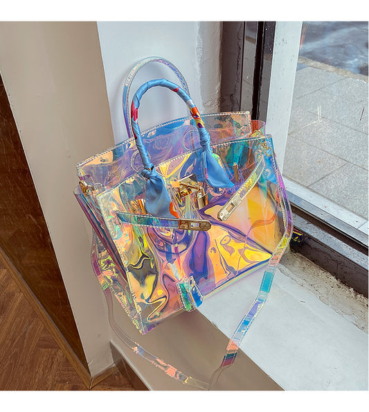 Gold Luck Colors Hologram Summer Beach Transparent Clear Bag