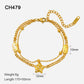 Gold Star Rhinestone Stainless Steel Fashion Chain Bracelet