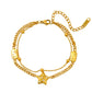 Gold Star Rhinestone Stainless Steel Fashion Chain Bracelet